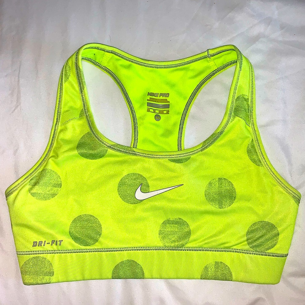 Nike Pro Dri-Fit Neon Yellow Sports Bra Sz XS